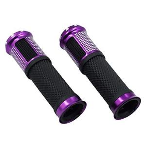 Askelich バイク オートバイ カスタム グリップ ハンドル バー [ファイ]22.2mm 高耐久 非貫通式 アルミ製 汎用 (パープル)