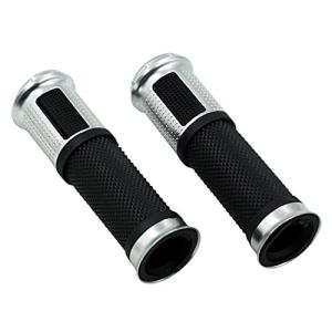 Askelich バイク オートバイ カスタム グリップ ハンドル バー [ファイ]22.2mm 高耐久 非貫通式 アルミ製 汎用 (シルバー)