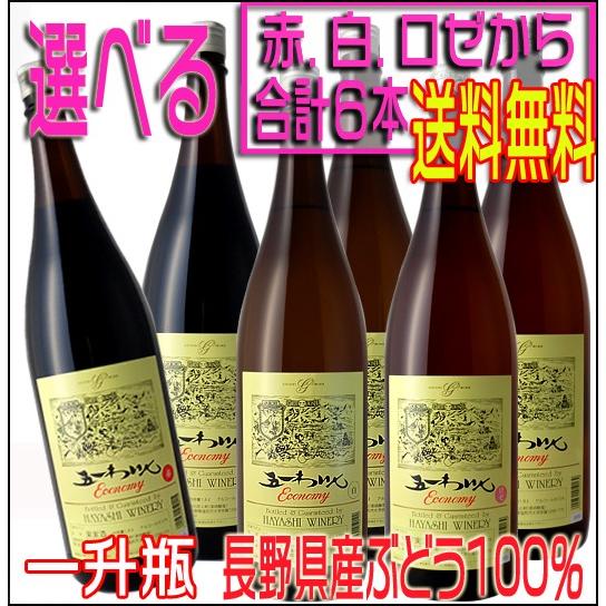 五一ワイン エコノミー 一升瓶ワイン 1800ｍｌ ×6本 ワインセット 1ケース 赤 白 ロゼ 送...