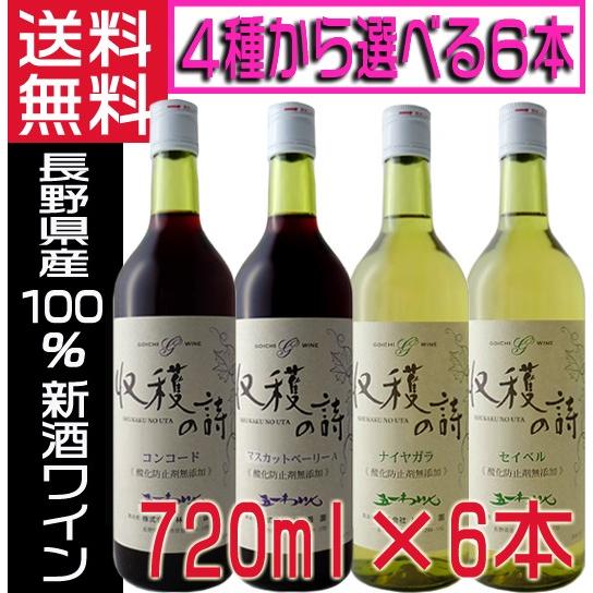 五一ワイン 新酒 2025 無添加 収穫の詩 赤 白 4種 720ml×6本 ワインセット 送料無料...