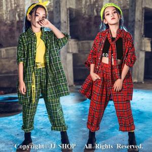 チェック柄シャツ ヒップホップダンス衣装 トップス
