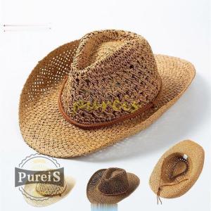 テンガロンハット メンズ カウボーイハット 手作り ストローハット