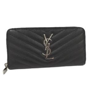YSL★ブラックレザー 長財布★サンローラン【送料込み】 YSL イヴサンローラン ブラックレザー長財布