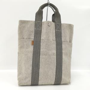 【中古】HERMES エールライン カバス ハンドバッグ キャンバス グレー系｜jjcollection2008