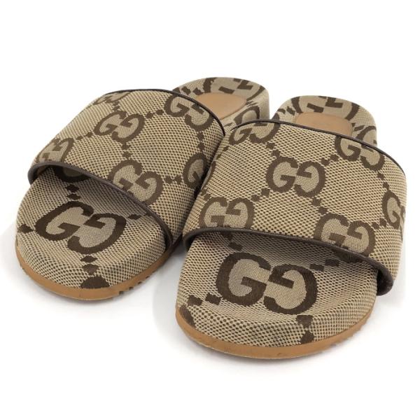 【中古】GUCCI サンダル GGキャンバス ブラウン 624695