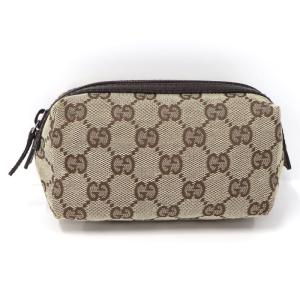 【中古】GUCCI メイクポーチ GGキャンバス ブラウン 29596｜jjcollection2008