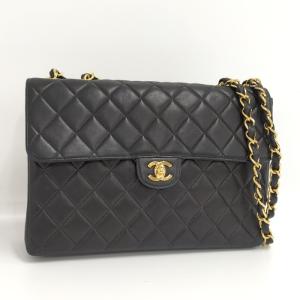 【中古】CHANEL デカマトラッセ30 ダブルチェーン ショルダーバッグ ゴールド金具 ラムスキン...