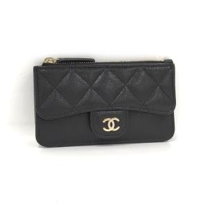 【中古】CHANEL クラシック ジップ カードケース 小銭入れ コインケース キャビアスキン ブラック AP2570｜jjcollection2008