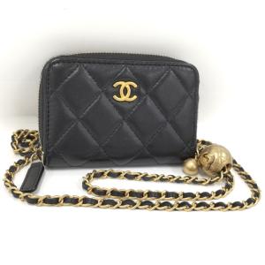 【中古】CHANEL ミニチェーンウォレット マトラッセ ラム ブラック AP2462｜jjcollection2008