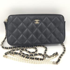 【中古】CHANEL マトラッセ チェーンショルダーウォレット ココマーク レザー ブラック｜jjcollection2008