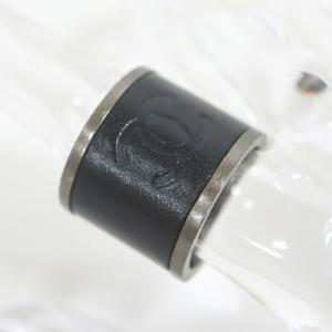 CHANEL シャネル リング ブラック メタル×レザー #10