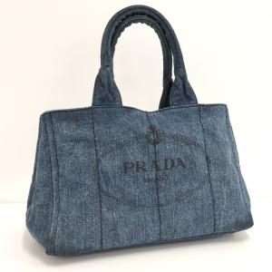 【中古】PRADA カナパトート ハンドバッグ デニム ブルー 1BG642｜jjcollection2008