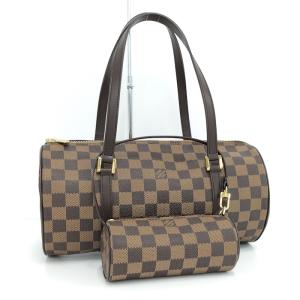 【中古】LOUIS VUITTON パピヨン 30 ハンドバッグ ポーチ付き ダミエ エベヌ N51303｜jjcollection2008