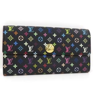 【中古】LOUIS VUITTON 二つ折り長財布 ポルトフォイユサラ モノグラムマルチカラー ノワール 黒 M60273