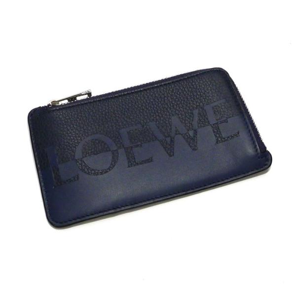 【中古】LOEWE コインケース カードホルダー フラグメントケース レザー ネイビー