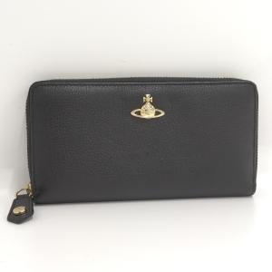 【中古】Vivienne Westwood ラウンドファスナー 長財布 レザー ブラック｜jjcollection2008