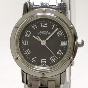 【中古】HERMES クリッパー レディース 腕時計 クオーツ SS グレー文字盤 CL4.210｜jjcollection2008