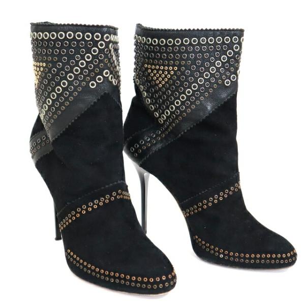 JIMMY CHOO ジミチュー スタッズウエスタンブーツ 26cm スウェード ブラック