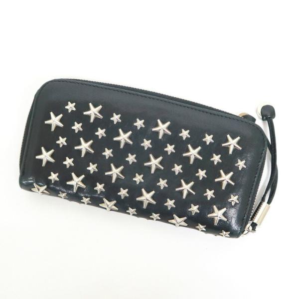 JIMMY CHOO ジミーチュウ 長財布 スタースタッズ ブラック レザー 010003