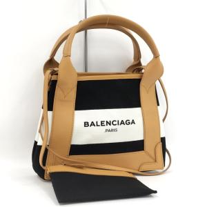 【中古】BALENCIAGA ネイビーカバスXS 2WAYショルダーバッグ キャンバス モノトーン 390346｜jjcollection2008