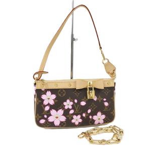 LOUIS VUITTON ポシェットアクセソワール ハンドバッグ 村上隆 コラボ モノグラム サクラ ブラウン M13666