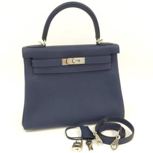HERMES ケリー28 トゴ ブルー系×シルバー金具 U刻印 2022年