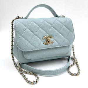 CHANEL シャネル マトラッセアフィニティスモール2WAYバッグ ライトブルー×金具 キャビアスキン A93749