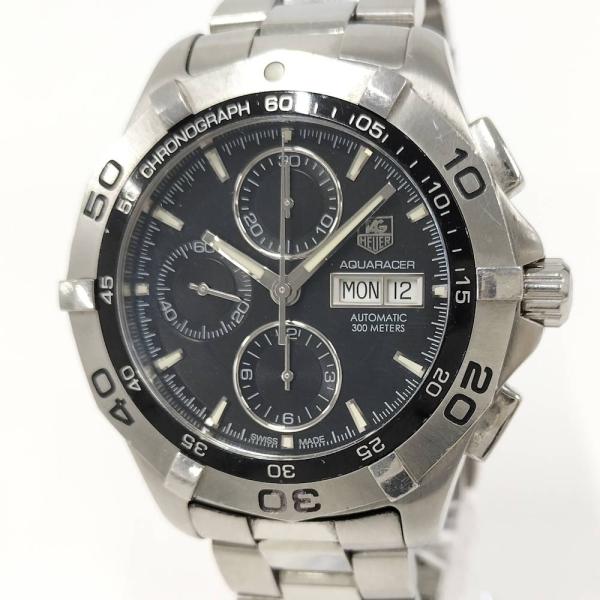 TAGHEUER メンズ 腕時計 アクアレーサー ダイバーズ クロノグラフ SS 自動巻 ブラック文...