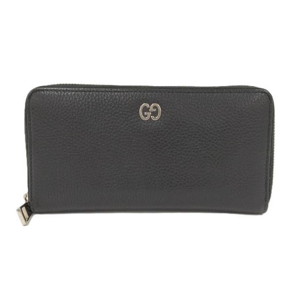 GUCCI 長財布 ラウンドファスナー ブラック レザー 473928