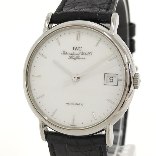IWC SCHAFFHAUSEN メンズ 腕時計 ポートフィノ デイト 自動巻き SS レザー ホワ...