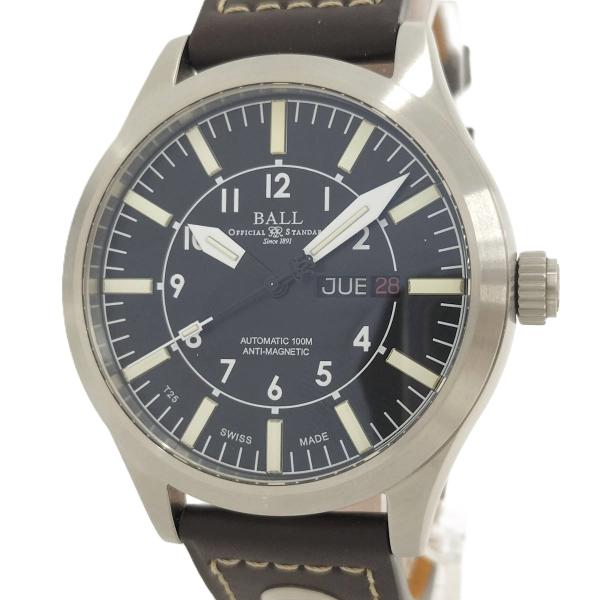 BALLWATCH エンジニアマスターII アビエーター メンズ腕時計 SS 自動巻き レザーベルト...