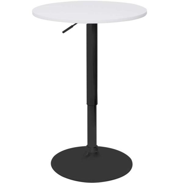 カフェテーブル 木製 丸型 バーテーブル BT-01A (ホワイト黒脚タイプ)