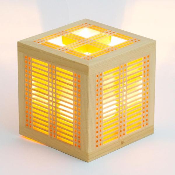 木のあかり ひかりの小箱1 小型テーブルランプ 組子照明 青森ヒバ製 国産手作り LED電球