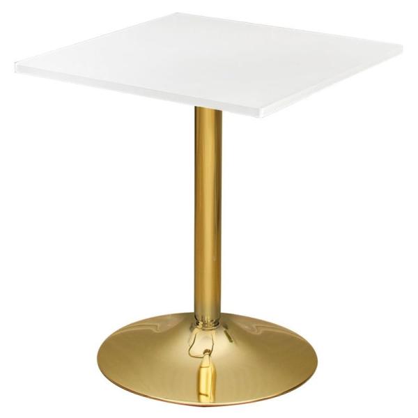 カフェテーブル 600×600×H710 スチール脚 ゴールド脚 テーブル 木目(ホワイト) テーブ...