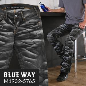 BLUEWAY ブーツカットジーンズ ストレッチデニム（ホワイトシェーバー：ブラック）:M1932-...