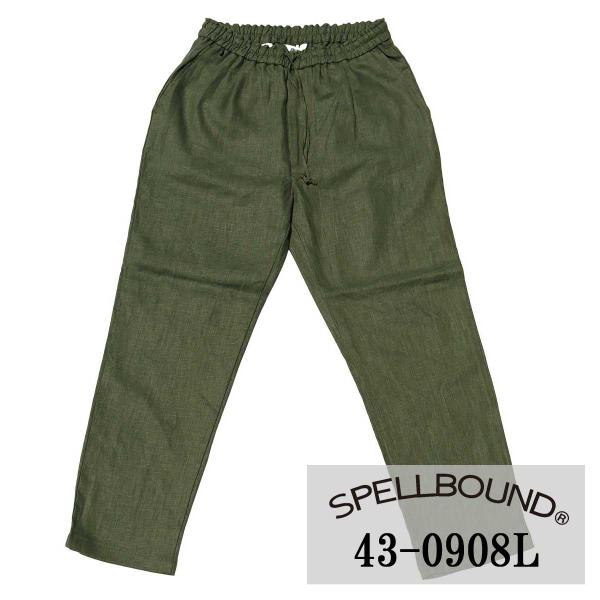 夏用 SPELLBOUND リネンキャンバス リラックスイージーパンツ(オリーブグリーン):43-9...