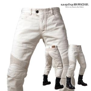 アグリブロス フェザーベッド・ケブラー・クリーム｜テーパードルーズフィット CE規格パッド付 uglyBROS MOTO PANTS FEATHERBED-K CREAM メンズ バイク ジーンズ｜jline