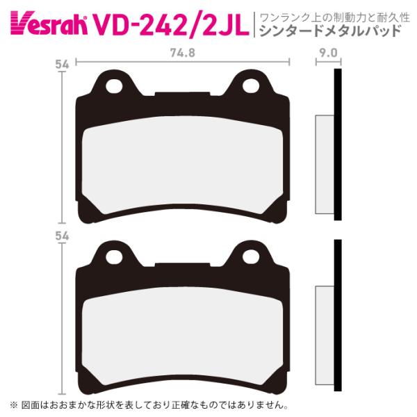 ベスラ VD-242-2 シンタードメタルパッド バイク ヤマハ TDR250 TZ250 FZR4...
