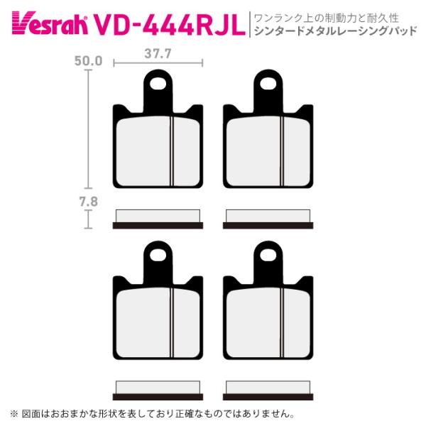 ベスラ VD-444RJL シンタードメタルレーシングパッド バイク カワサキ ZX-6R