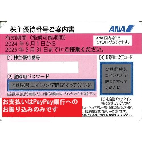 ANA（全日空）ピンク　株主優待券　番号通知可　有効期限2025年5月31日ご搭乗分まで