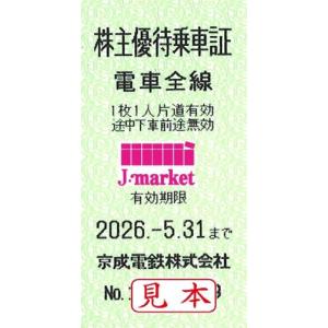 京成電鉄 株主優待乗車証回数券式　2026年5月31日まで