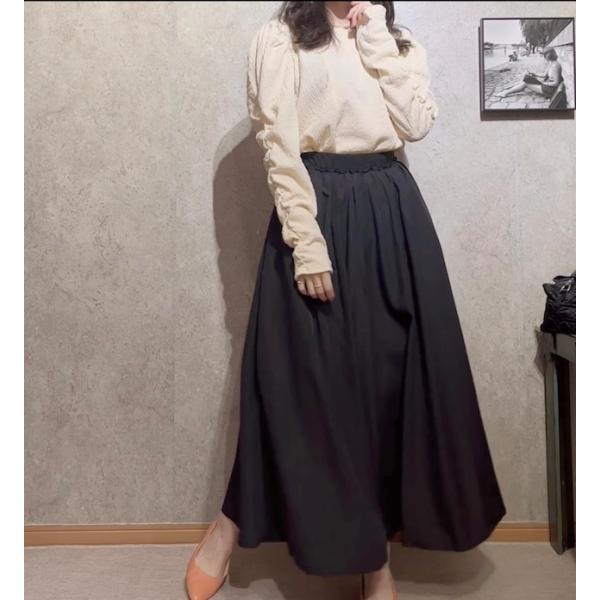3色撥水加工タフタフレアスカート　マキシ　ロング