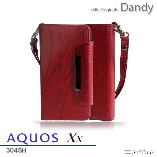 AQUOS Xx 304SH ケース カバー レザー手帳ケース Dandy レッド(柄) スマホケー...