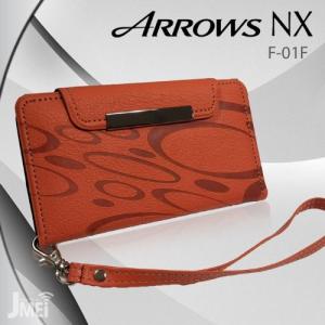 ARROWS NX F-01F ケース レザー手帳ケース Dandy オレンジ(柄) docomo スマホケース スマホカバー スマホ ドコモ アローズ｜jmei