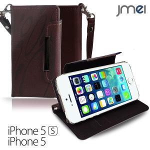 iPhone5s iPhone 5 ケース JMEI 手帳型 レザーケース Dandy ワイン(柄)...