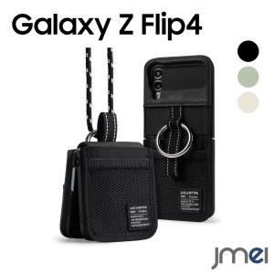 Galaxy Z Flip4 スマホケース メッシュポケット リング付き バンドストラップ付き キャンバス素材 メッシュ ワイヤレス充電 ギャラクシー Z フリップ4｜jmei