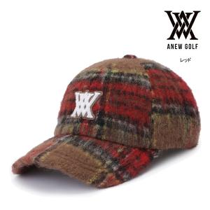 ♪【24年継続モデル】アニューゴルフ AGDFUCP04 チェックボールキャップ ANEW GOLF CHECK BALL CAP RED｜jngolf2010