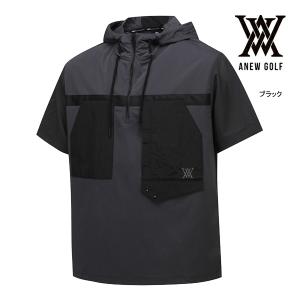 ♪【24年モデル】アニューゴルフ AGEMMTS17 メンズウーブンパッチフーディ ANEW GOLF MEN WOOVEN PACH HOODIE｜jngolf2010