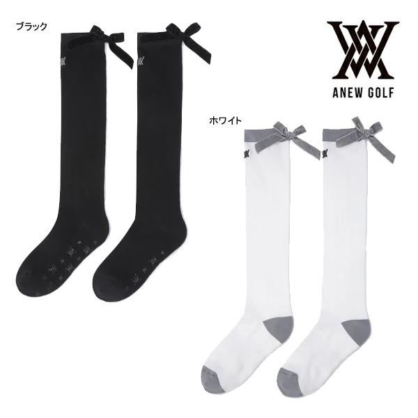 アニュー ゴルフ レディース ニーソックス AGFFWSC03 リボン ロゴ ANEW GOLF 靴...
