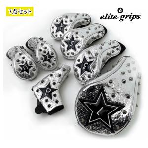 ♪【23年モデル】エリートグリップ クロコ ヘッドカバー スタッド付きメッキ 7点セット (HC7SET-N-SVST) elite grips crocodile studs